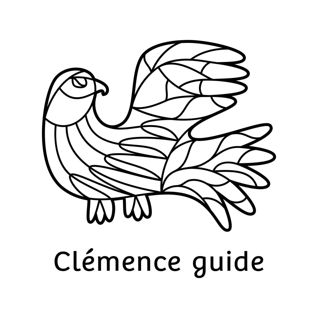 Variante du logo de Clémence guide en noir sur fond blanc