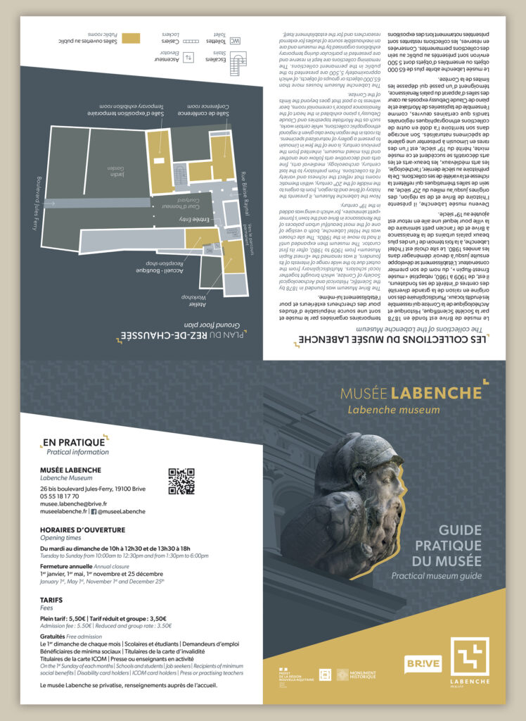 Dépliant guide de visite avec plans du musée Labenche, version 2023, face extérieure
